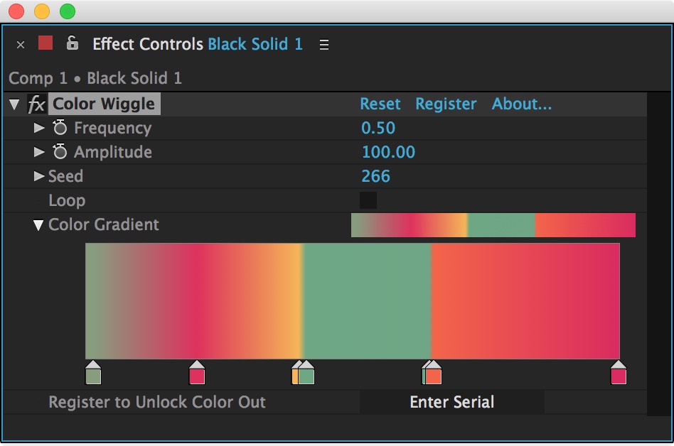 Color Wiggle Effect Controls